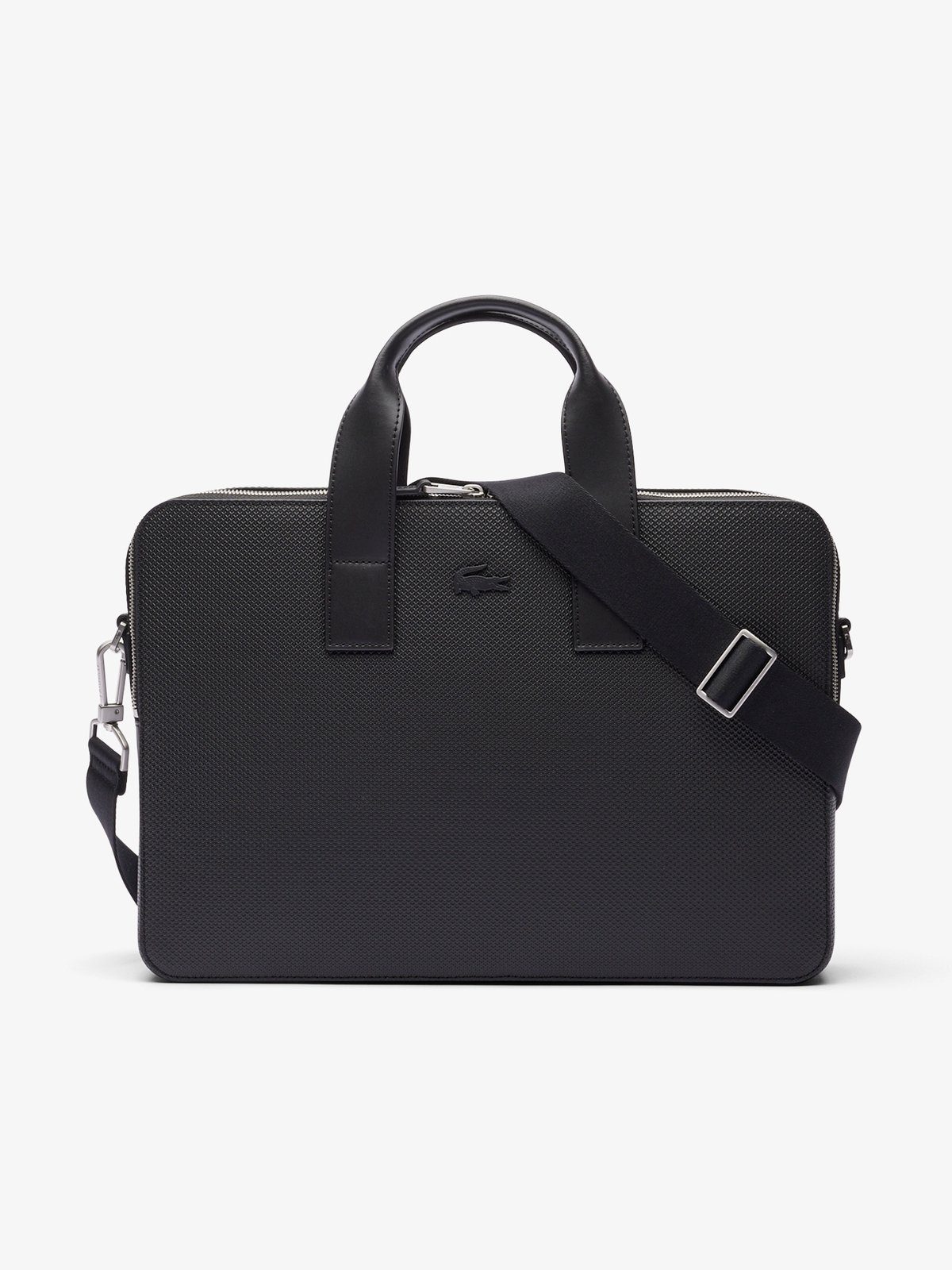 Lacoste Chantaco Leather Laptop Bag Black | Lacoste Australia