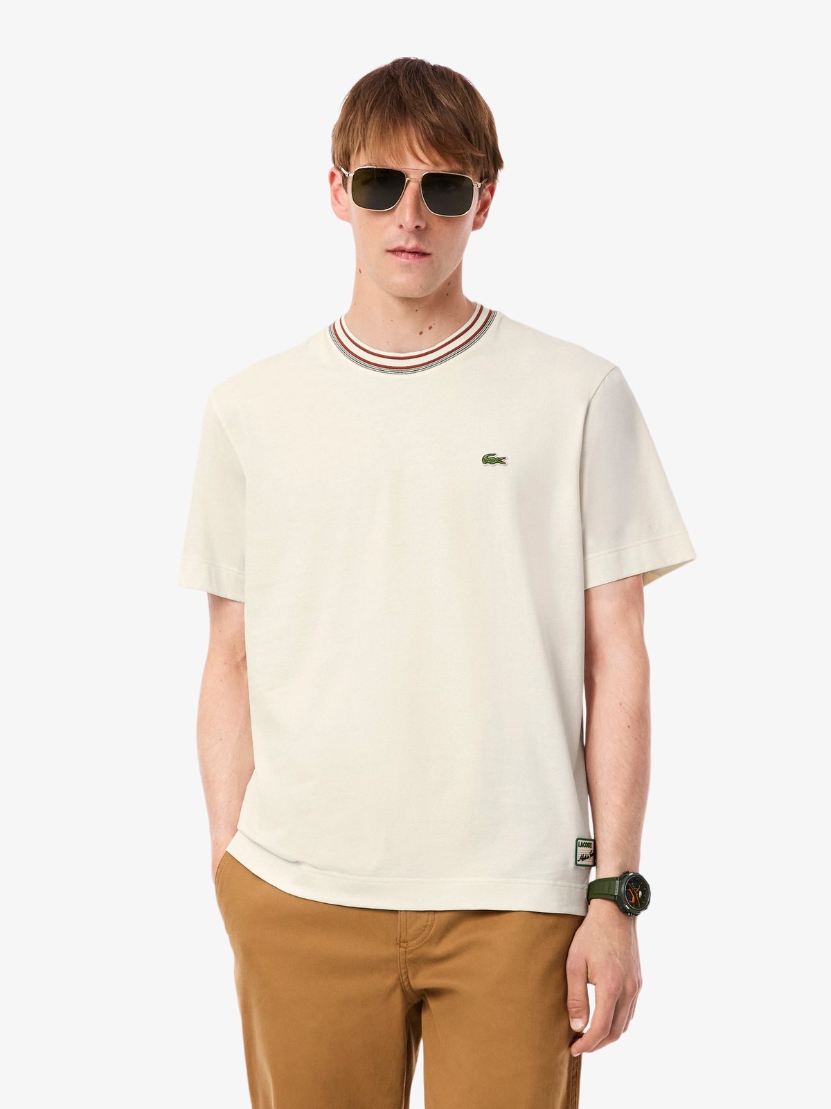 Lacoste French Made Stripe Neck T-shirt Lapland | Lacoste Australia