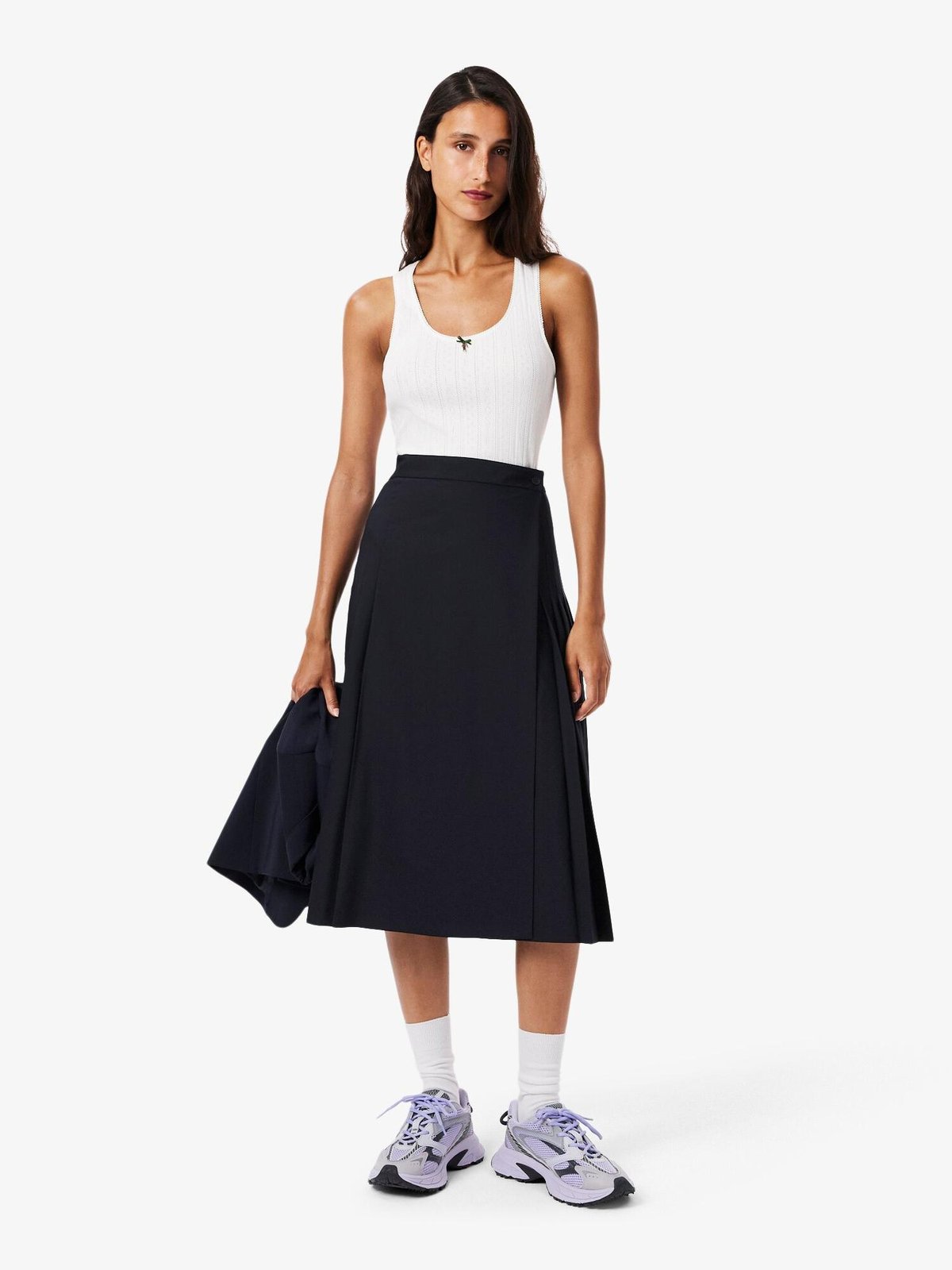 Lacoste Pleated Wool Midi Wrap Skirt Abysm | Lacoste Australia