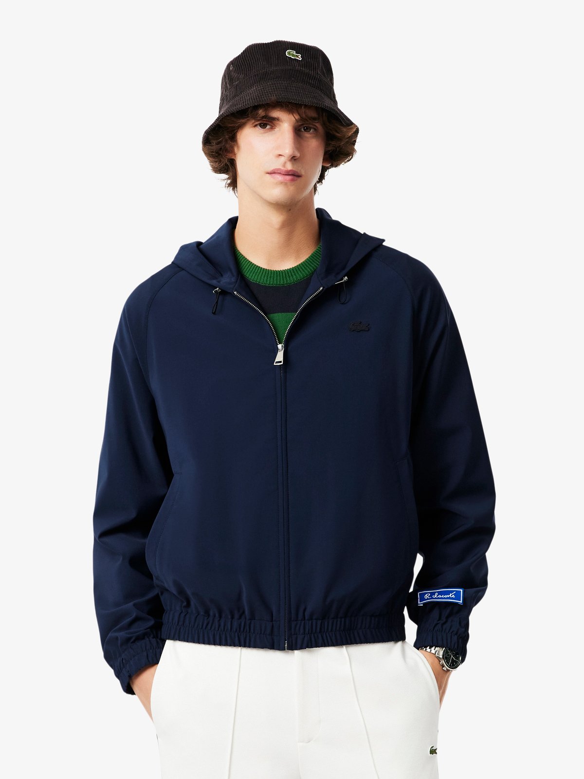 Wool Blend Flannel Hooded Jacket Navy Blue | Lacoste Australia
