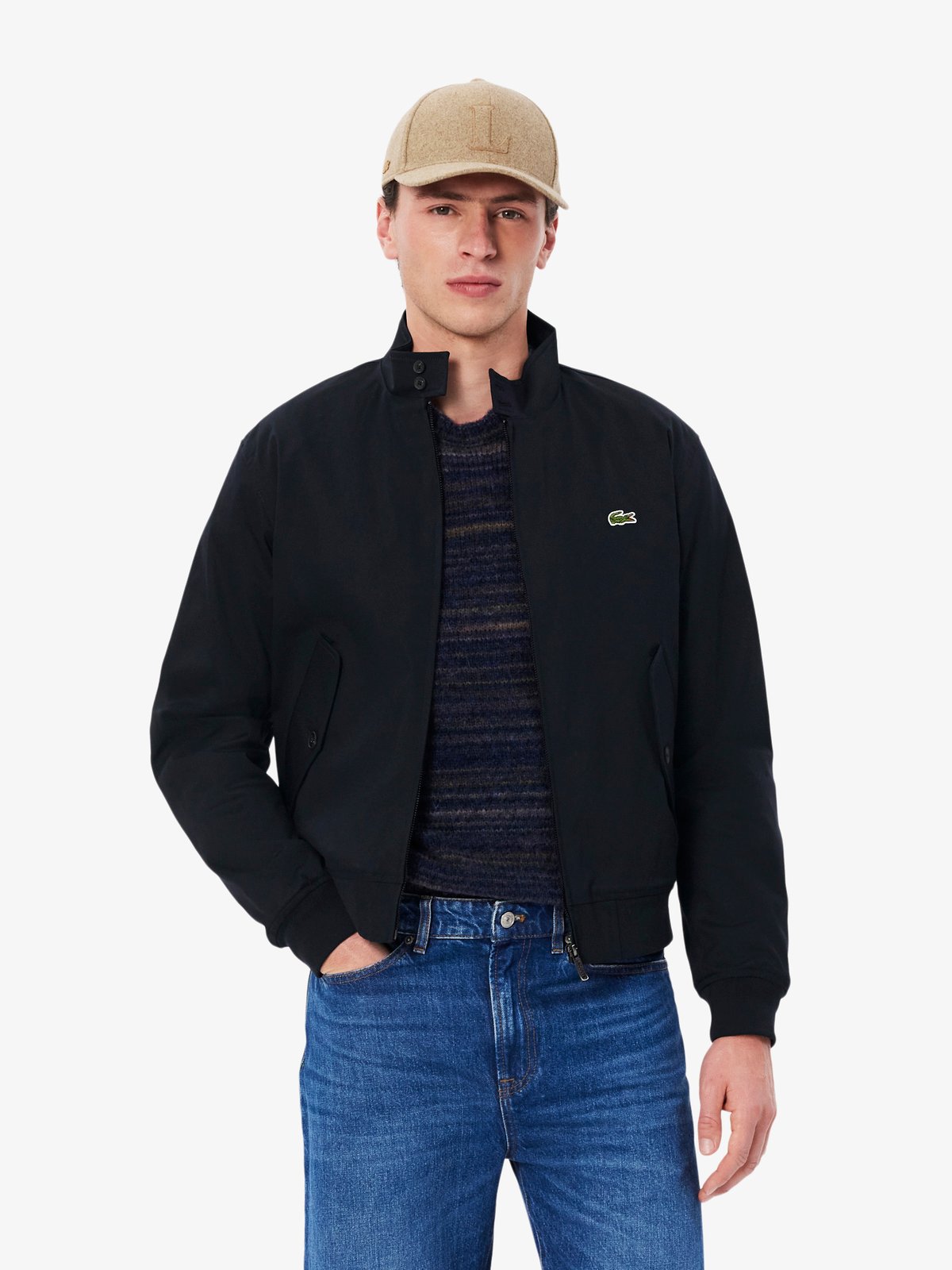 Water-Repellent Twill Harrington Jacket Abysm | Lacoste Australia