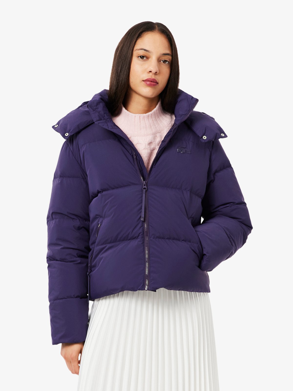 Relaxed Fit Hooded Down Jacket Purple | Lacoste Australia