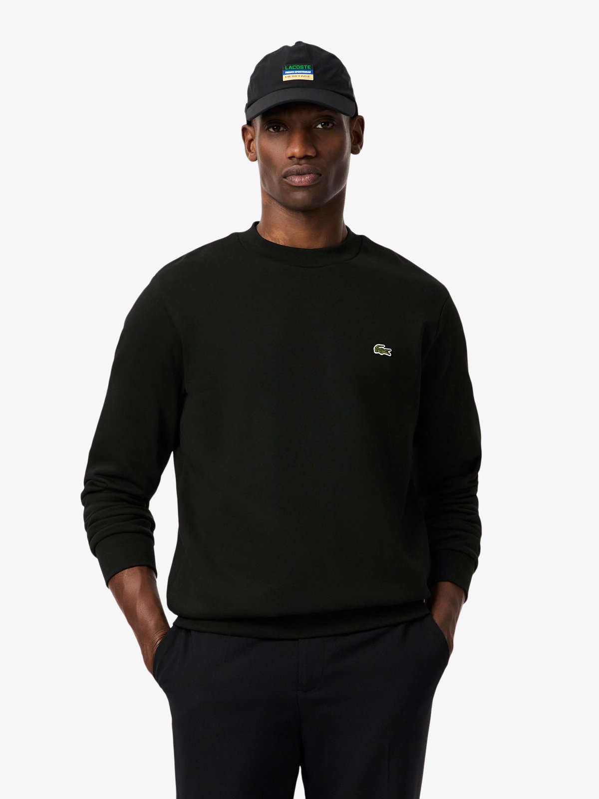 メンズウェア CLUBHAUS x Lacoste Crew Sweat Black M Classic Fit Fleece Sweatshirt Black | Lacoste Australia