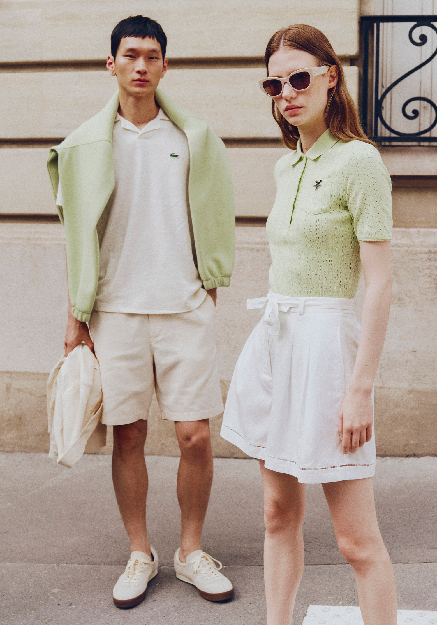 Women & Man in light green lacoste