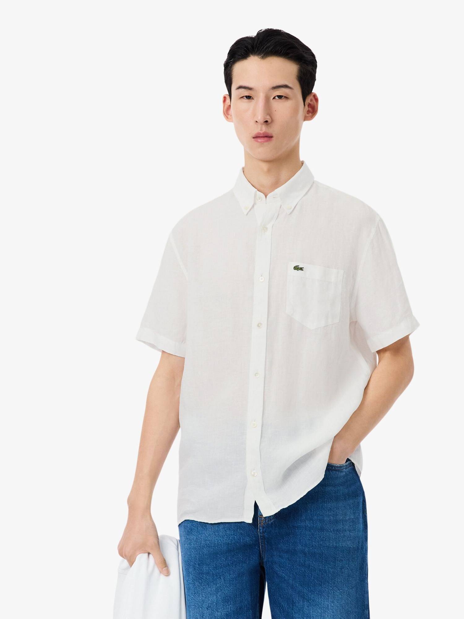 Lacoste Short Sleeved Linen Shirt White Lacoste Australia Lacoste Short Sleeved Linen Shirt White Lacoste Australia