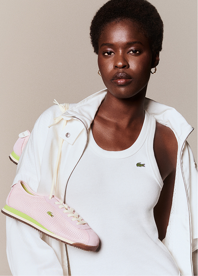 Woman with pink shoes