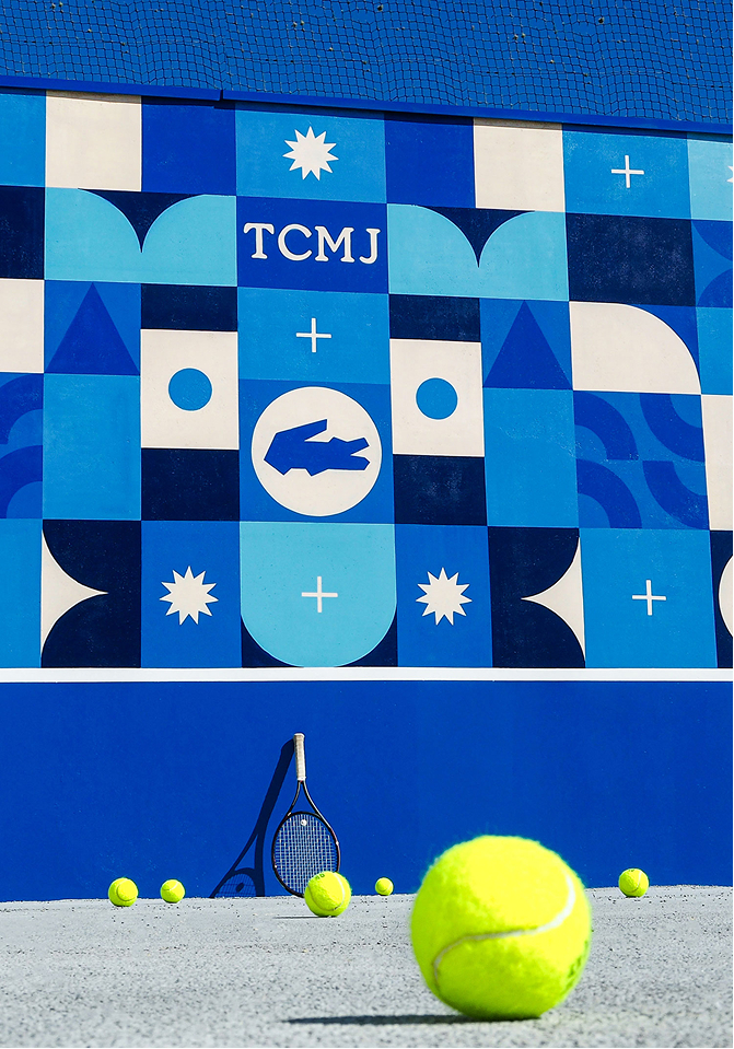 Blue Lacoste Tennis Practice Wall