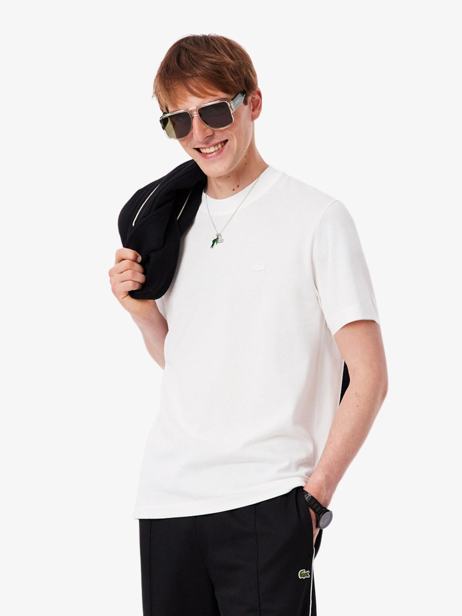 Ribbed Neck Petit Piqué T-shirt Flour | Lacoste Australia