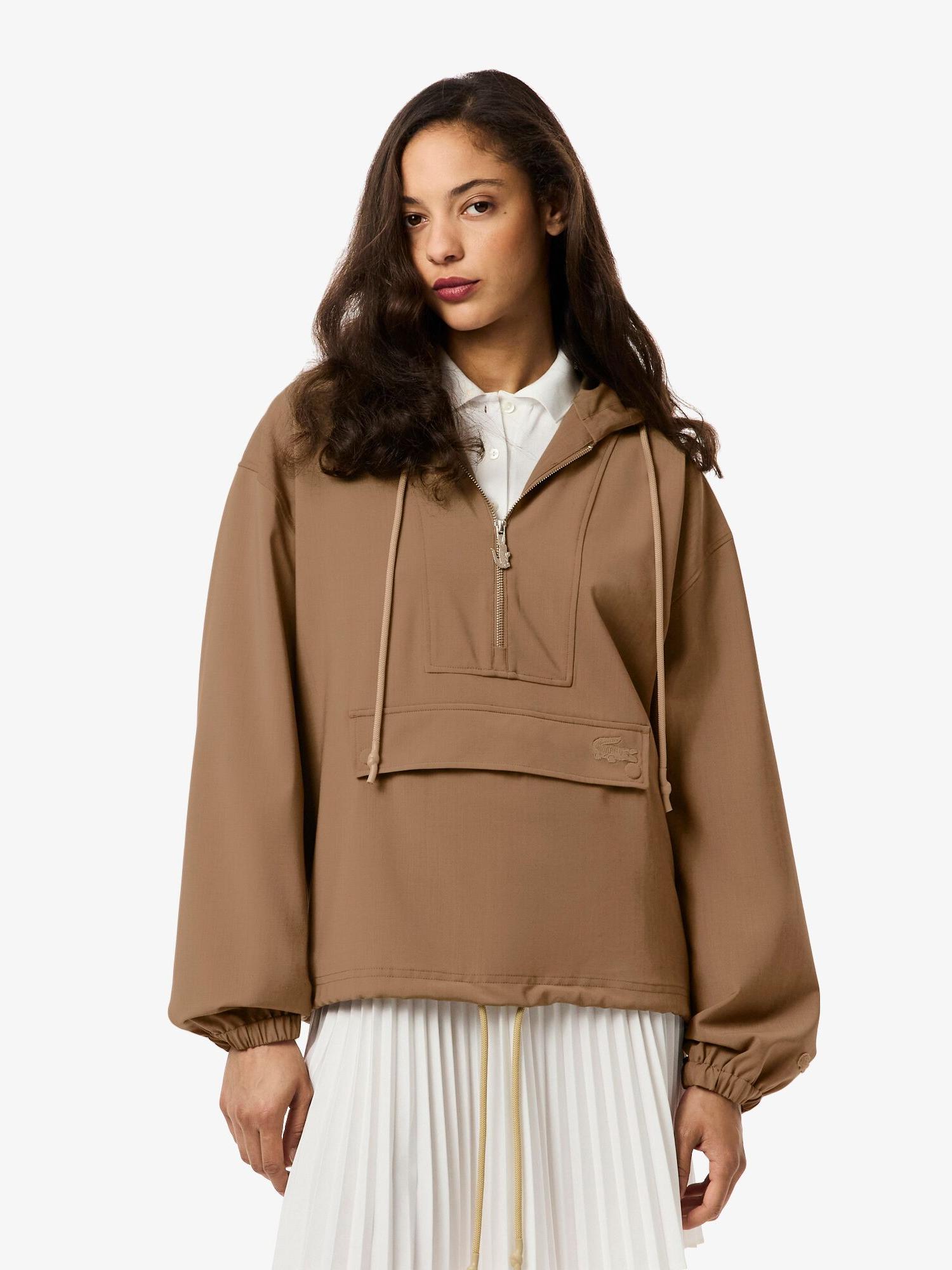 Lacoste Oversized Wool Blend Popover Jacket Beige | Lacoste Australia