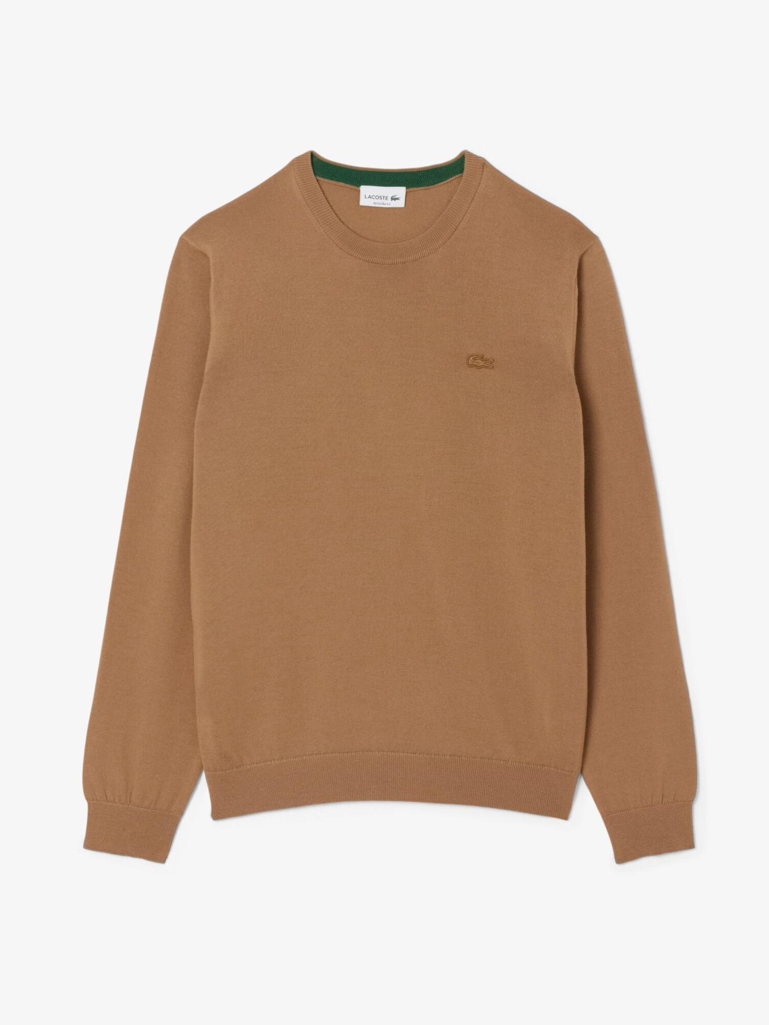 Merino Wool Crew Neck Sweater Brown | Lacoste Australia