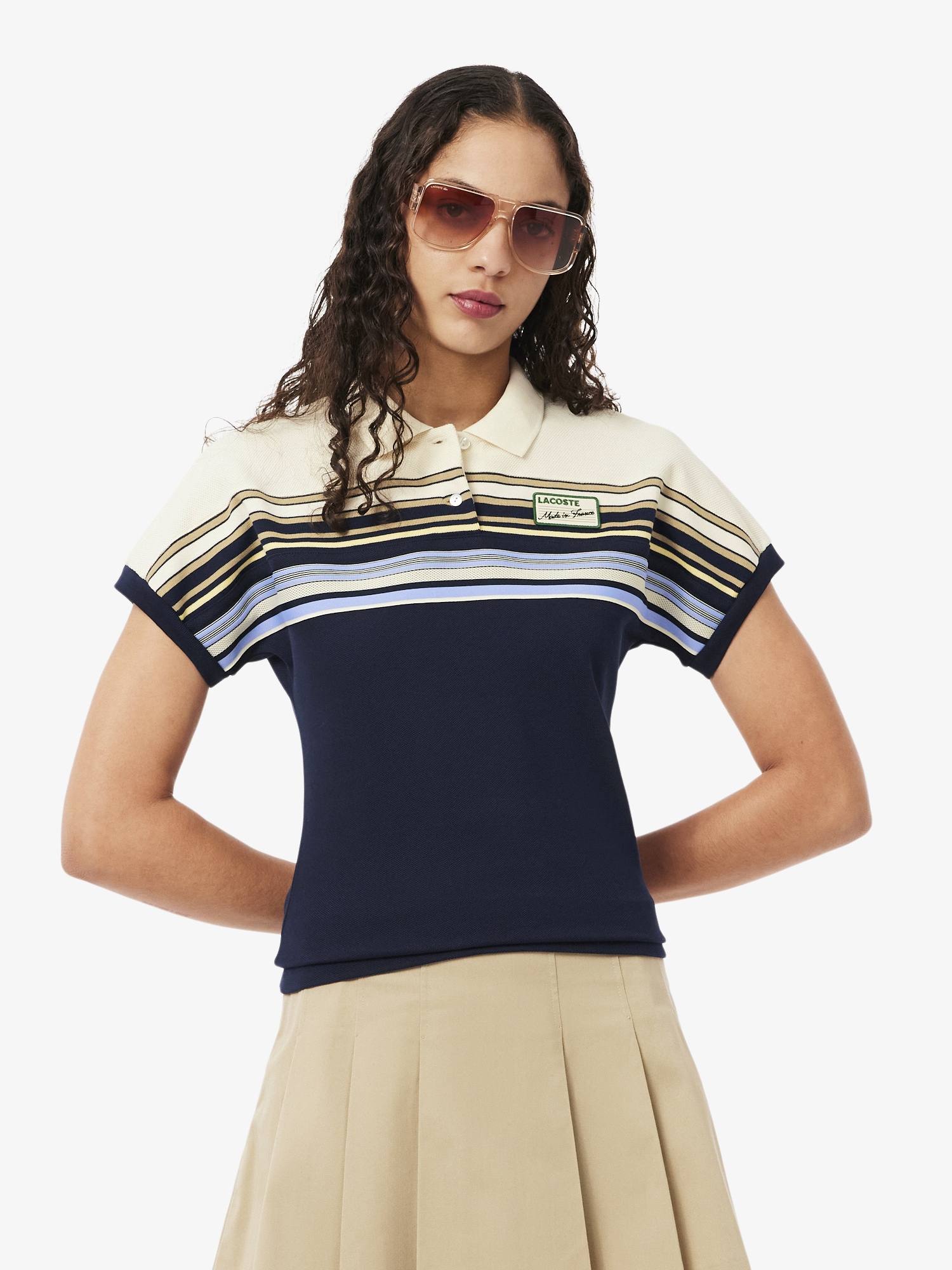 French Made Slim Fit Striped Polo Shirt Navy Blue / Lapland