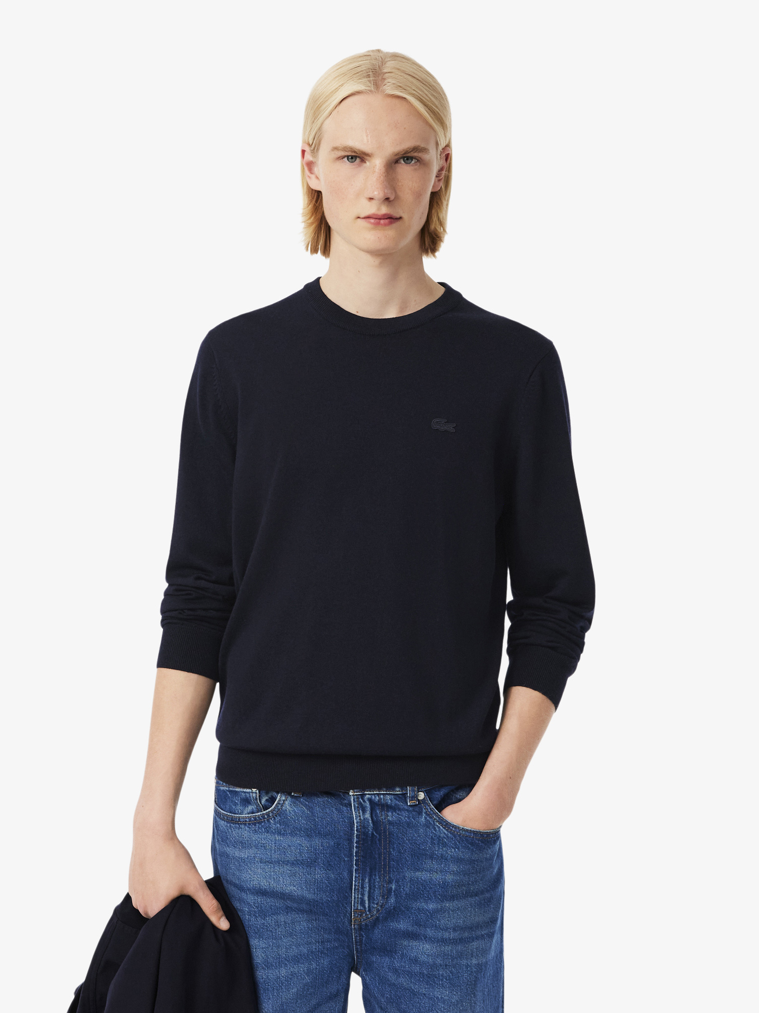 Merino Wool Crew Neck Sweater Navy Blue | Lacoste Australia