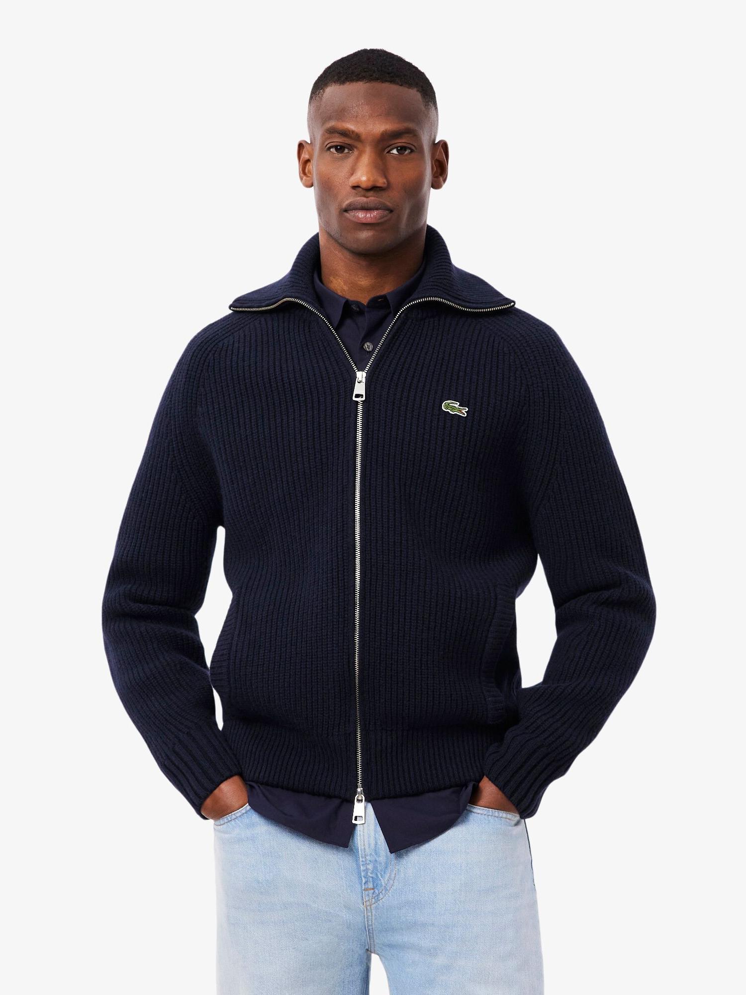 Wool High Neck Zipped Sweater Navy Blue | Lacoste Australia