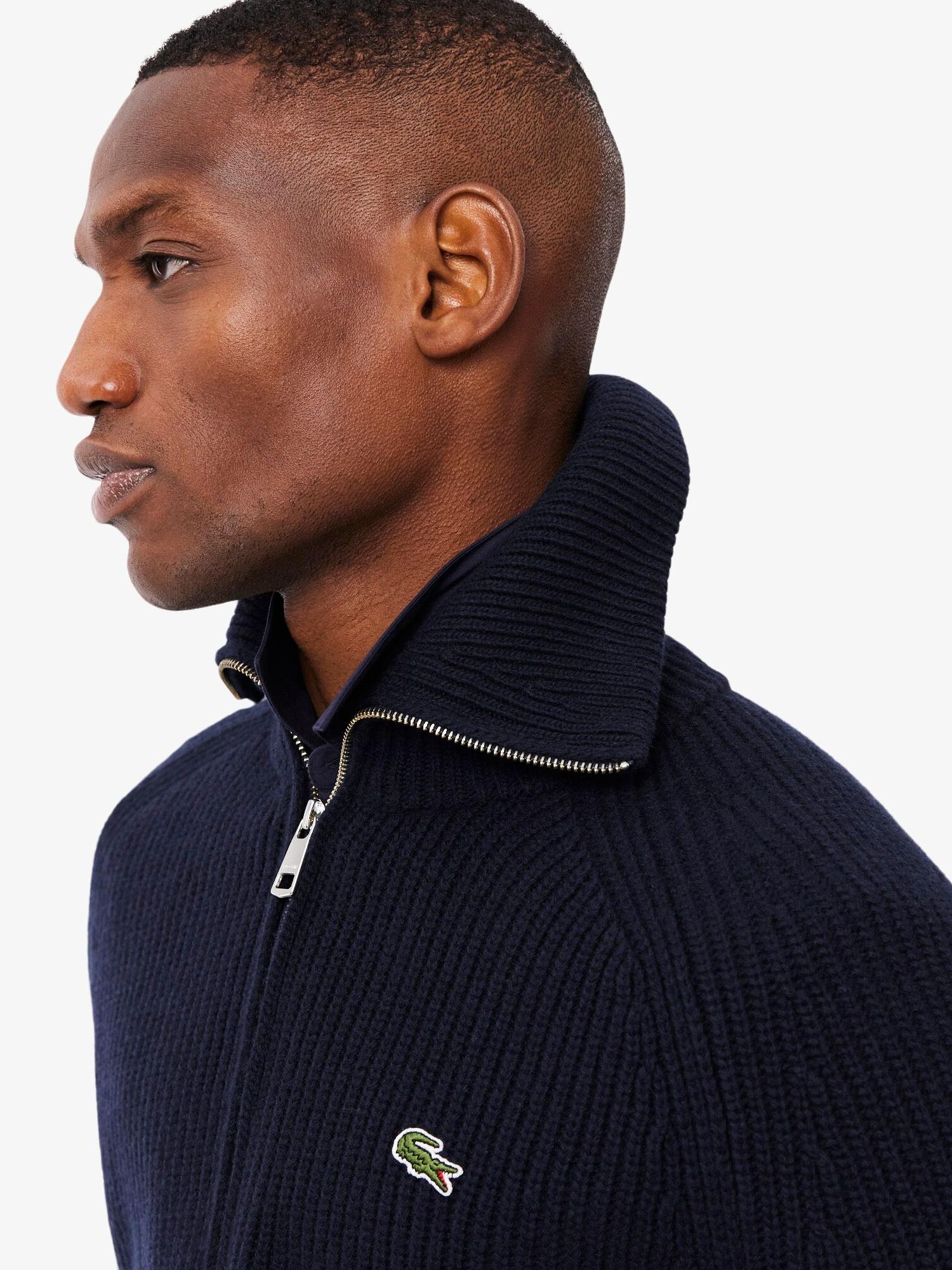 Wool High Neck Zipped Sweater Navy Blue | Lacoste Australia