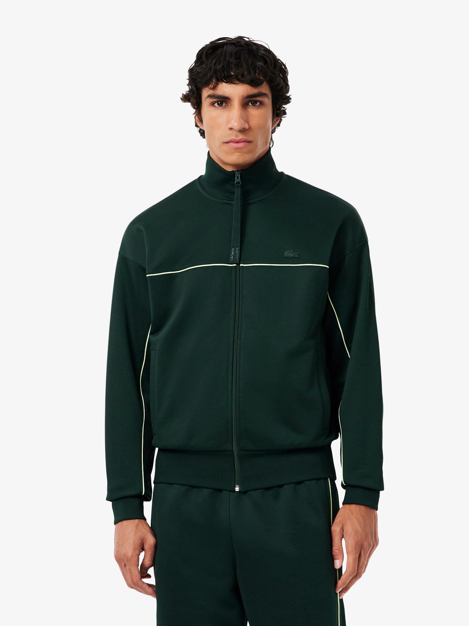 Satin Effect Zipped Fleece Sweatshirt Sinople | Lacoste Australia