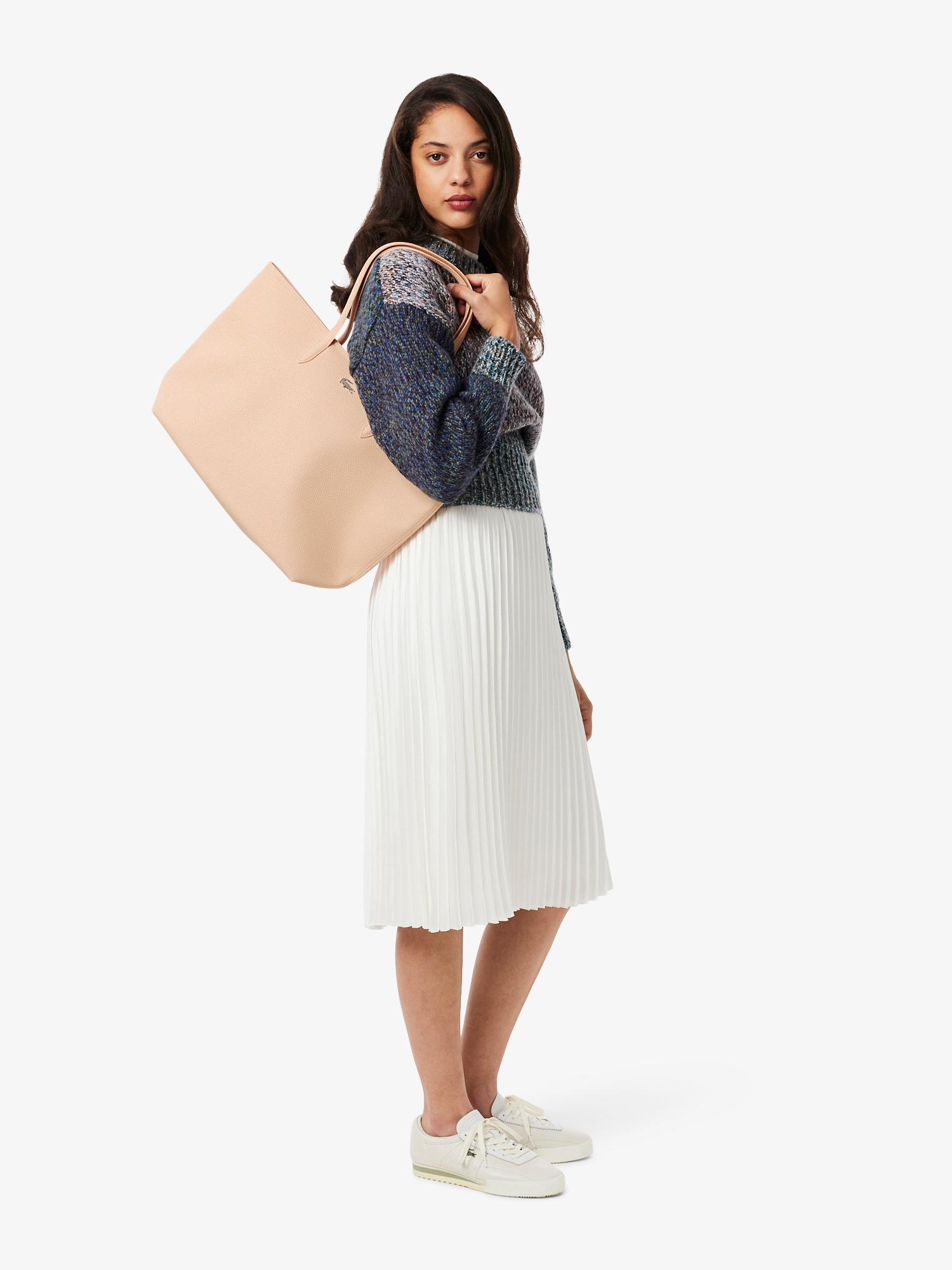 anna  Lacoste Anna Zipped Tote Angora Latte | Lacoste Australia