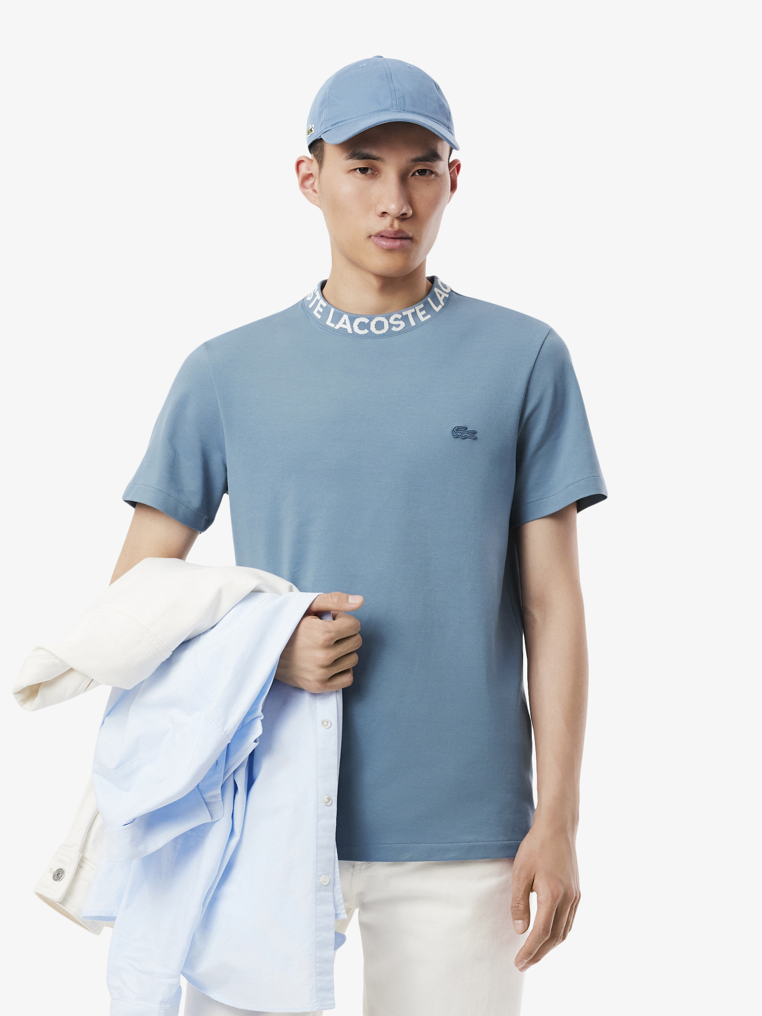 Lacoste Jacquard Branded Piqué T-shirt Limestone | Lacoste Australia