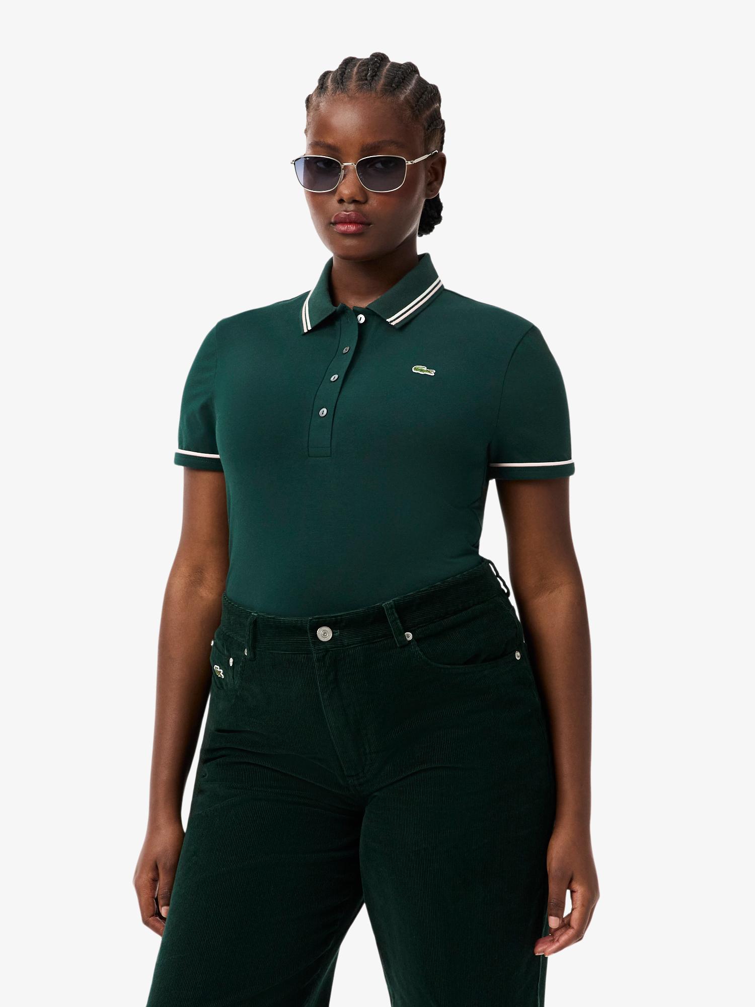 L.12.D Slim Fit Trim Detail Polo Shirt Sinople / Flour | Lacoste