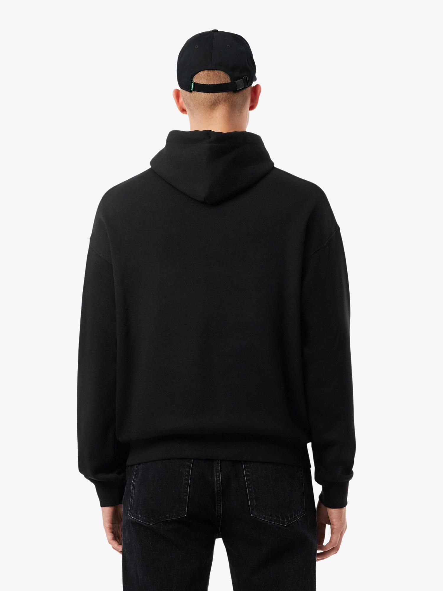 Loose Fit Embroidered Hoodie Black | Lacoste Australia