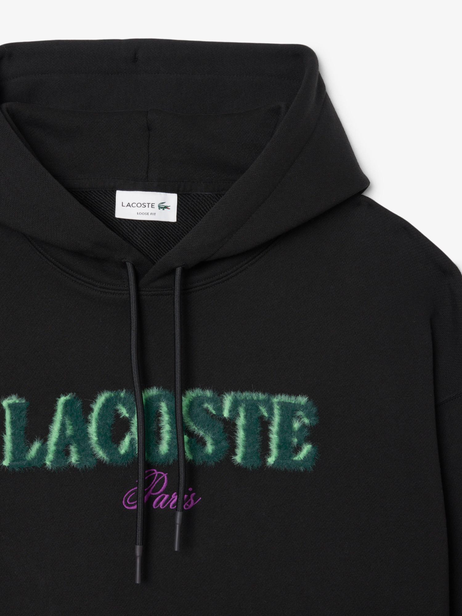 Loose Fit Embroidered Hoodie Black | Lacoste Australia