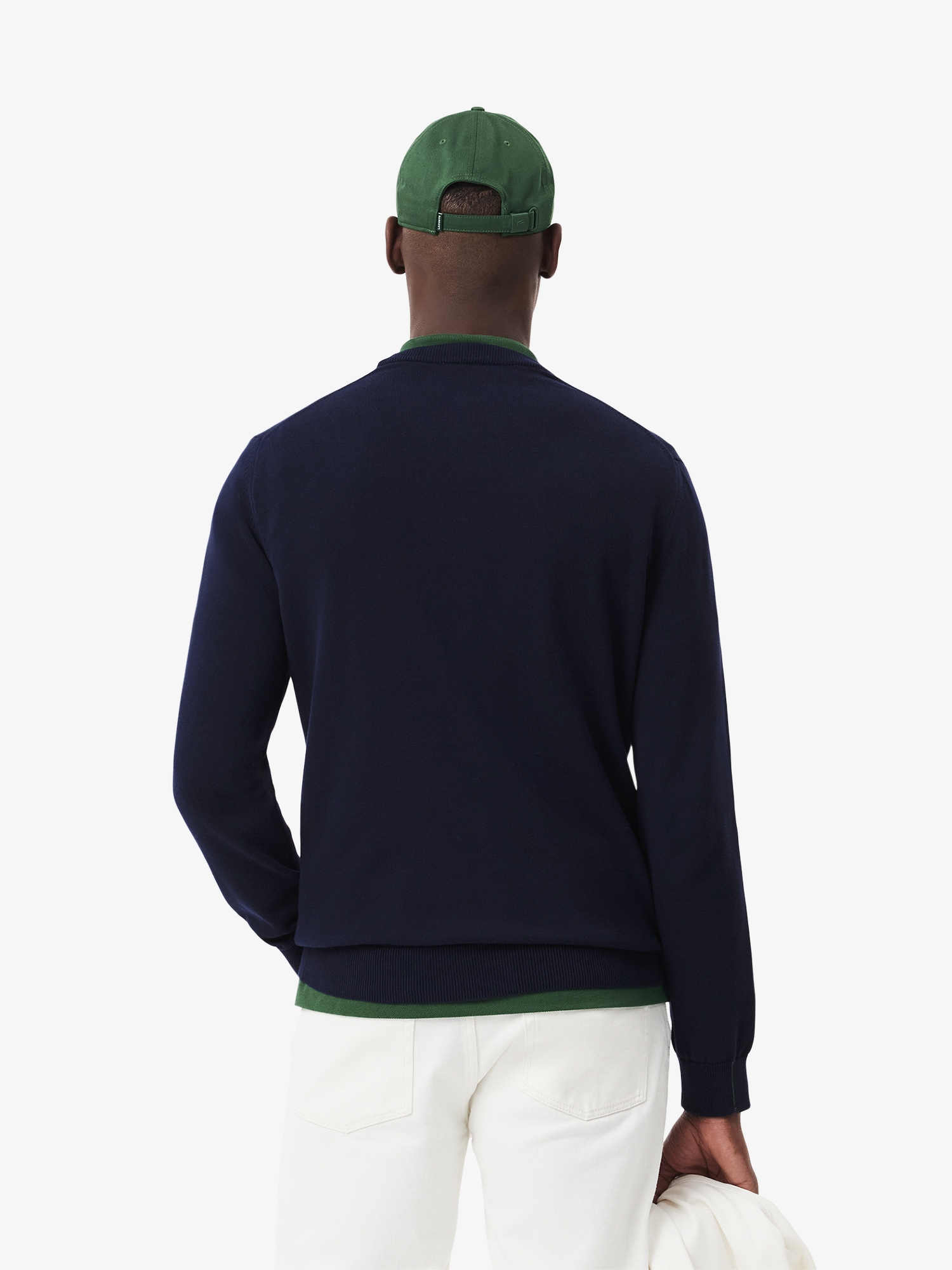 Monochrome Crew Neck Cotton Sweater Navy Blue | Lacoste Australia