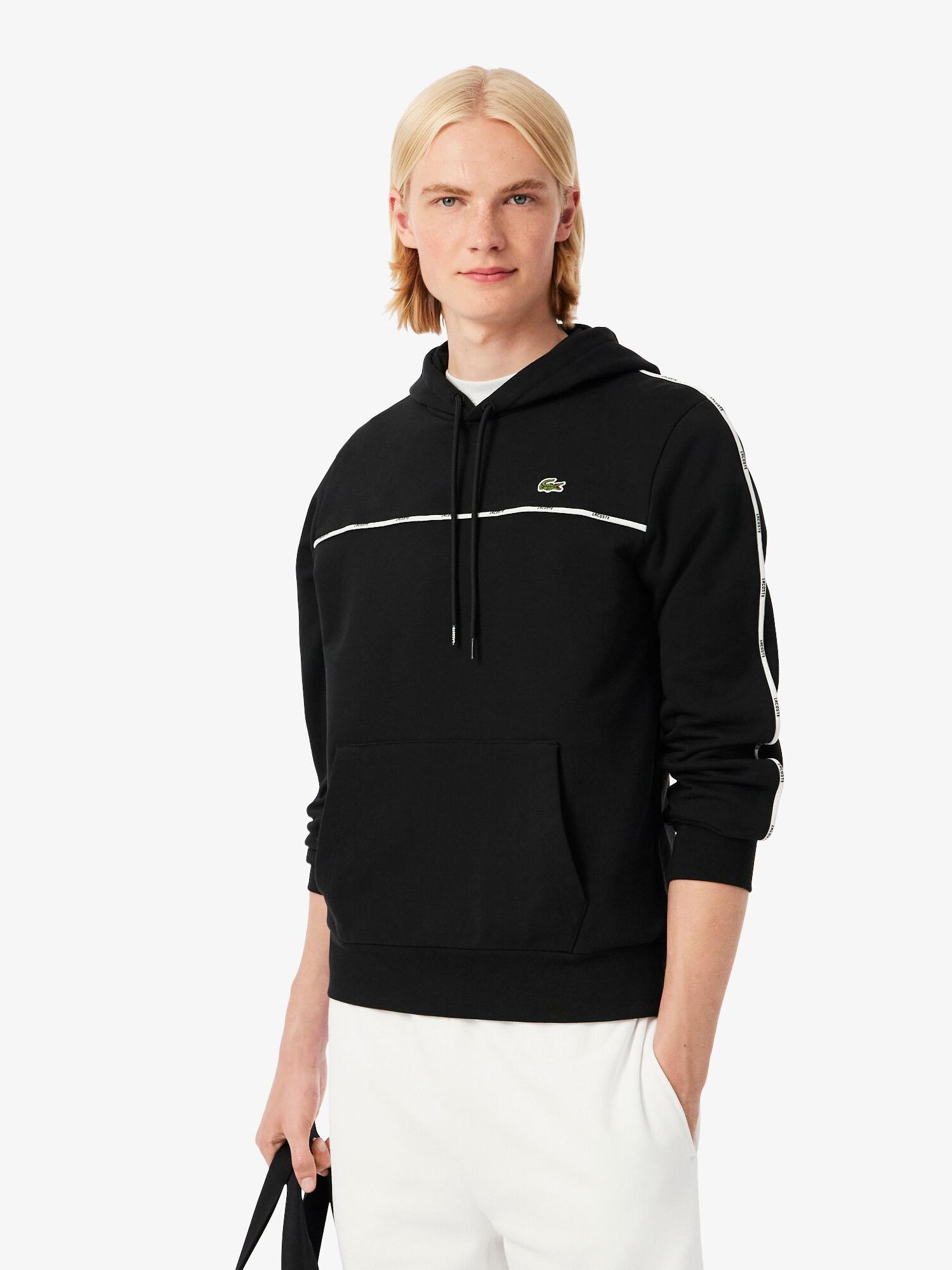 Lacoste Classic Fit Logo Stripe Sweatshirt Black | Lacoste Australia