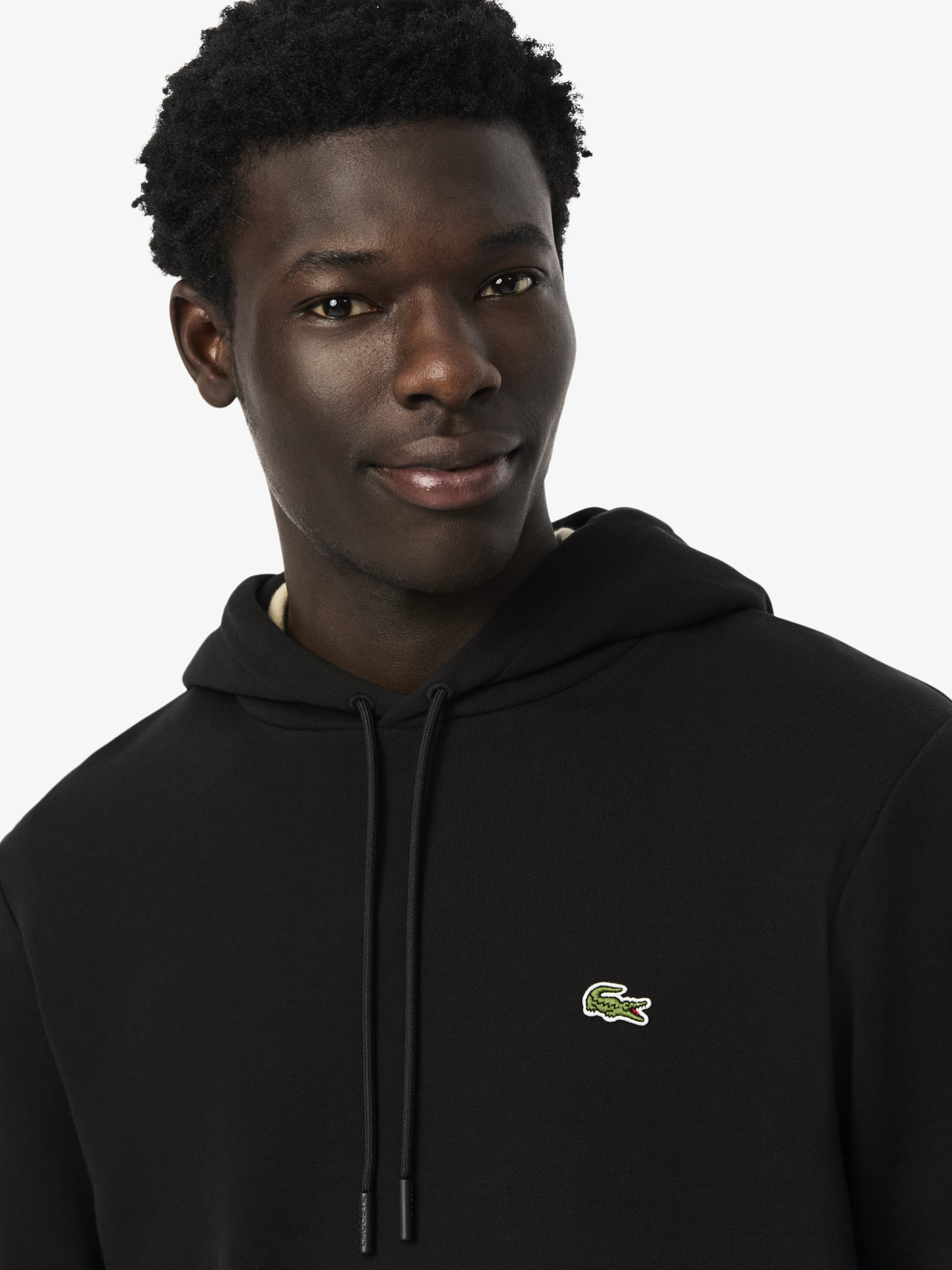Cotton Fleece Hoodie Black | Lacoste Australia