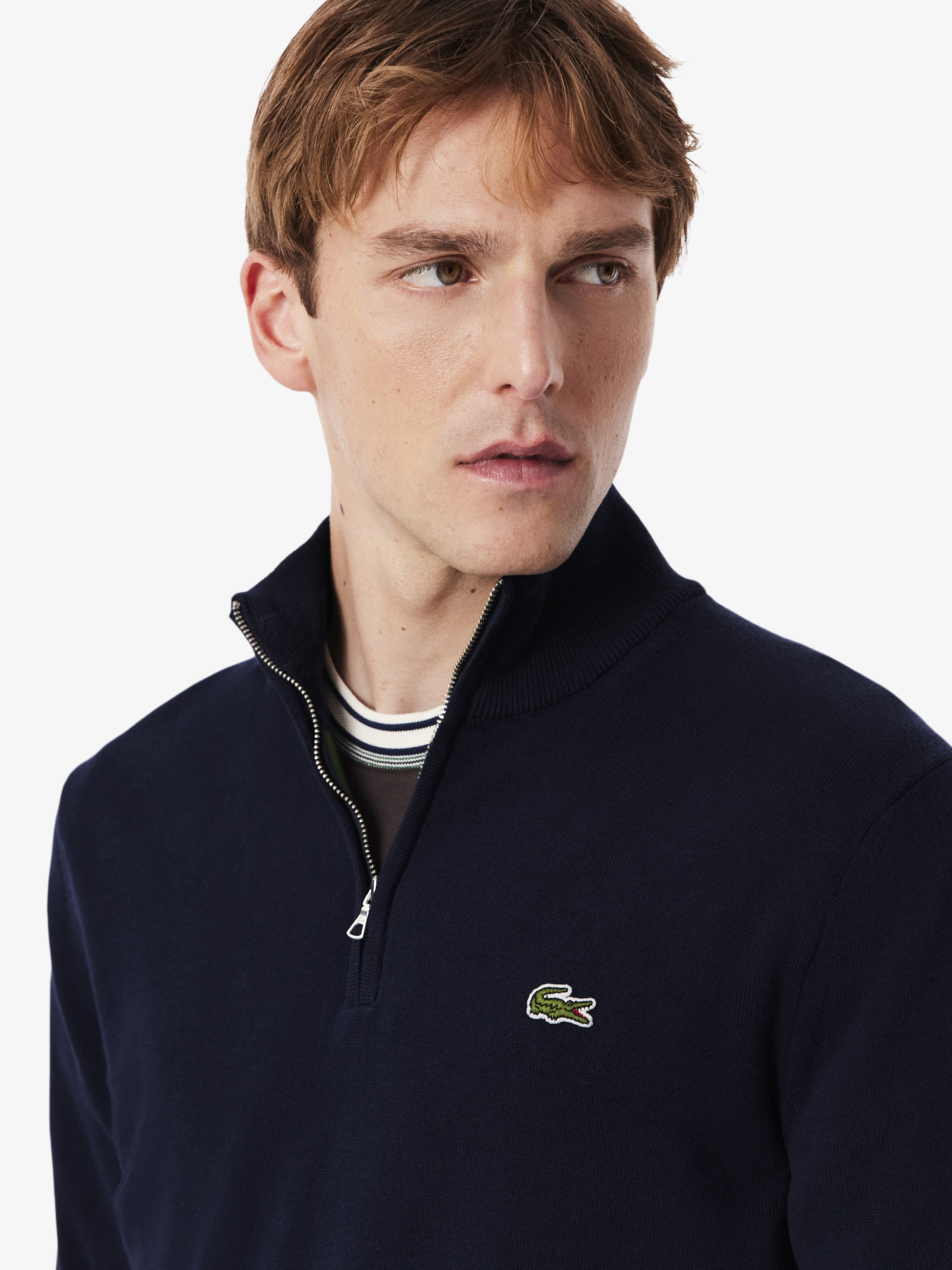 Zipped High Neck Cotton Sweater Navy Blue | Lacoste Australia