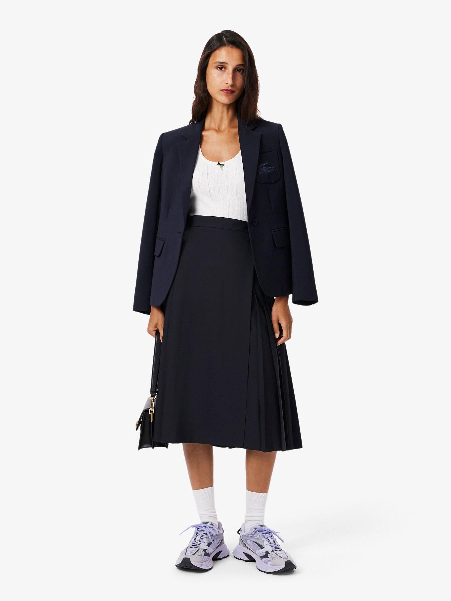 Lacoste Pleated Wool Midi Wrap Skirt Abysm | Lacoste Australia