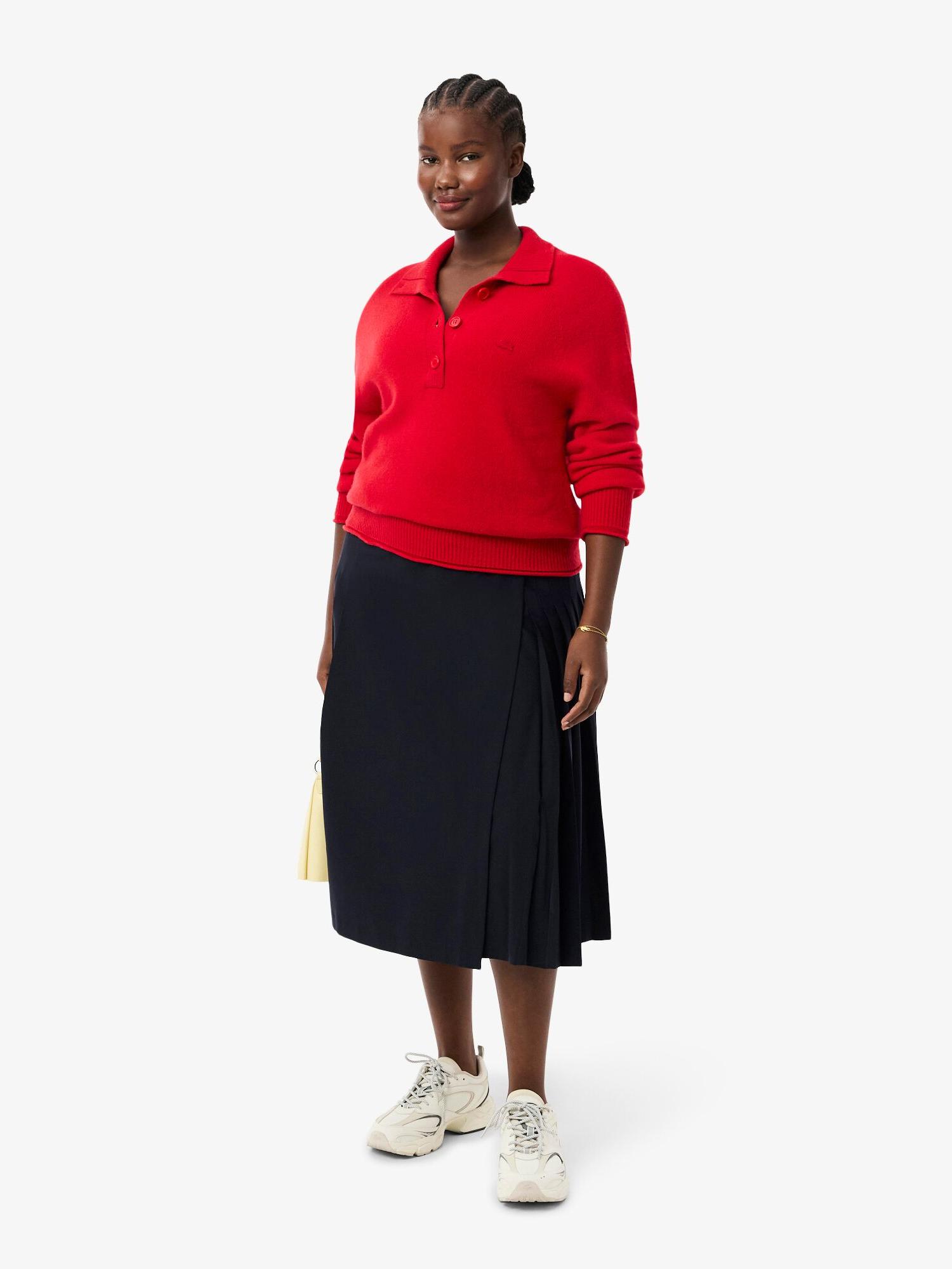 スカート HOLIDAY WOOL TWILL SLIM SKIRT Lacoste Pleated Wool Midi Wrap Skirt Abysm | Lacoste Australia