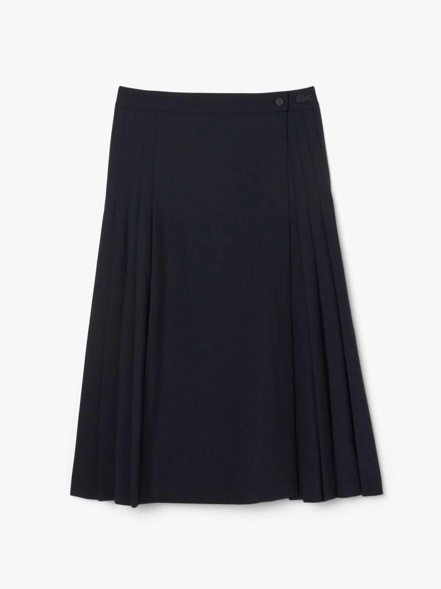 Lacoste Pleated Wool Midi Wrap Skirt Abysm | Lacoste Australia