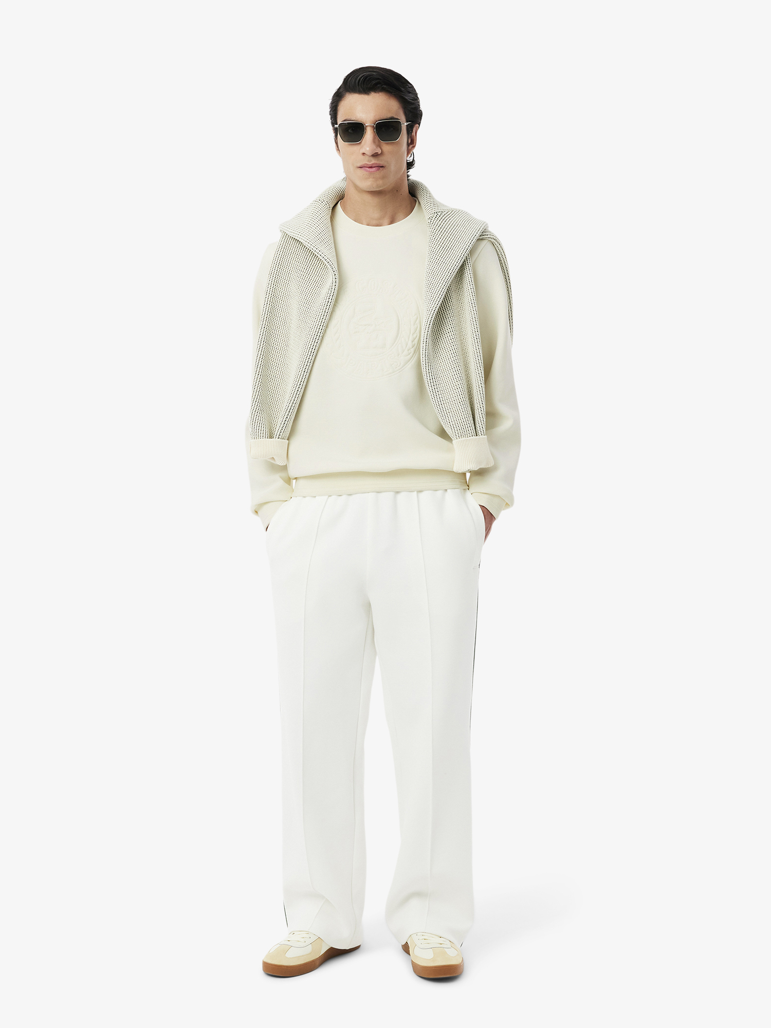 Lacoste Embossed Logo Piqué Sweatshirt Crystal | Lacoste Australia