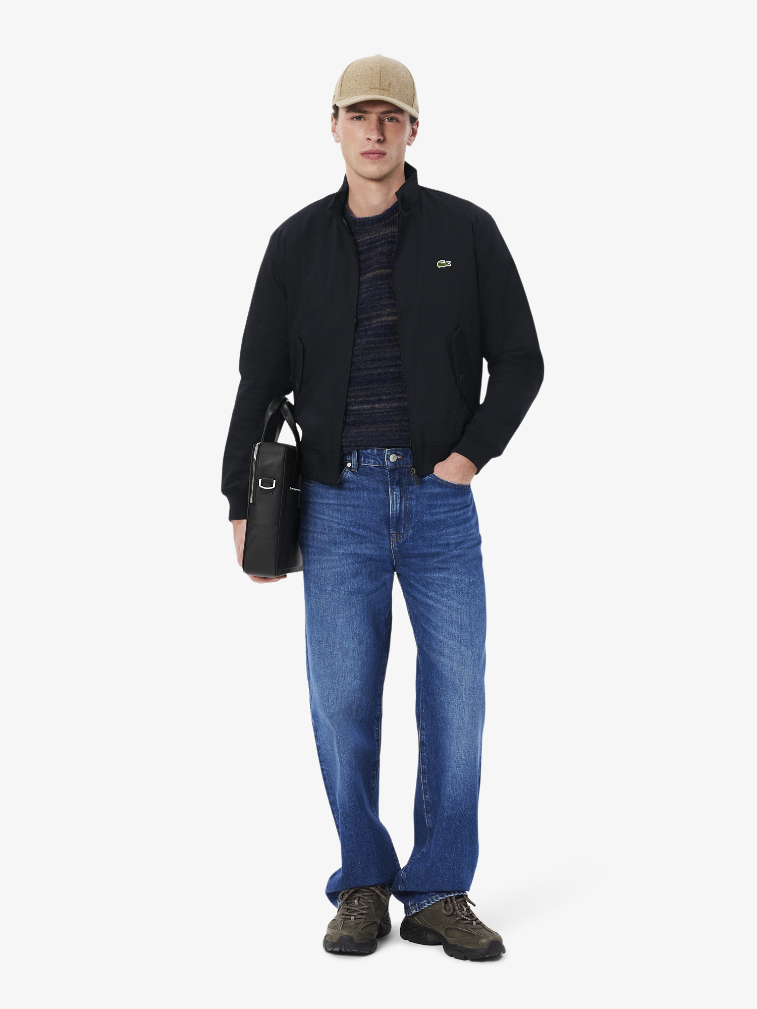 Water-Repellent Twill Harrington Jacket Abysm | Lacoste Australia