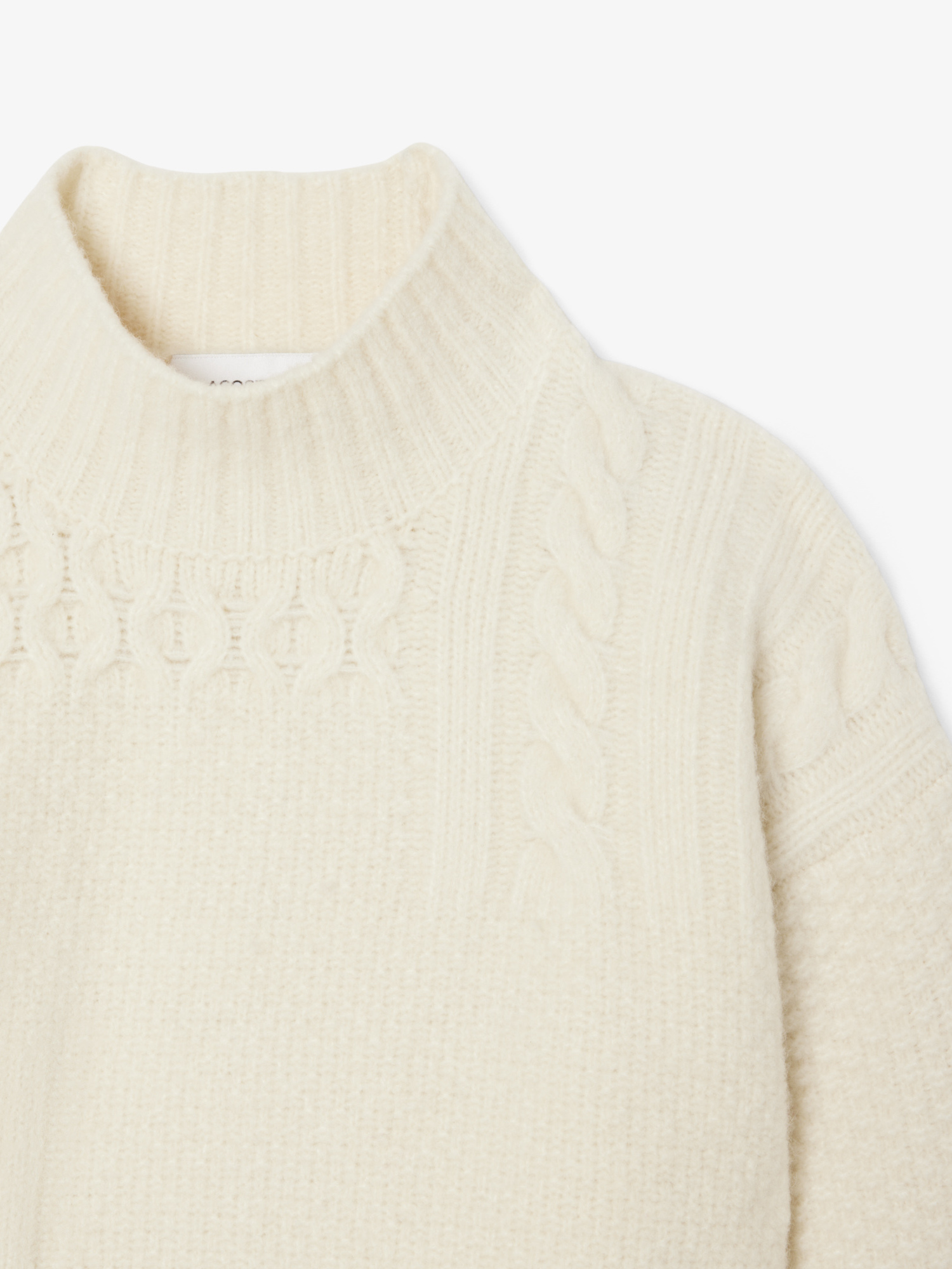 Lacoste Patchwork Effect High Neck Wool Sweater White | Lacoste