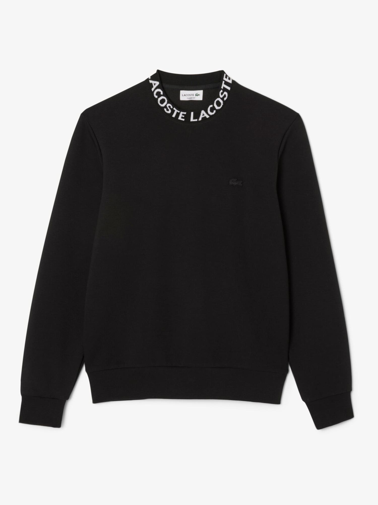 Lacoste Jacquard Branded Jersey Sweatshirt Black | Lacoste Australia