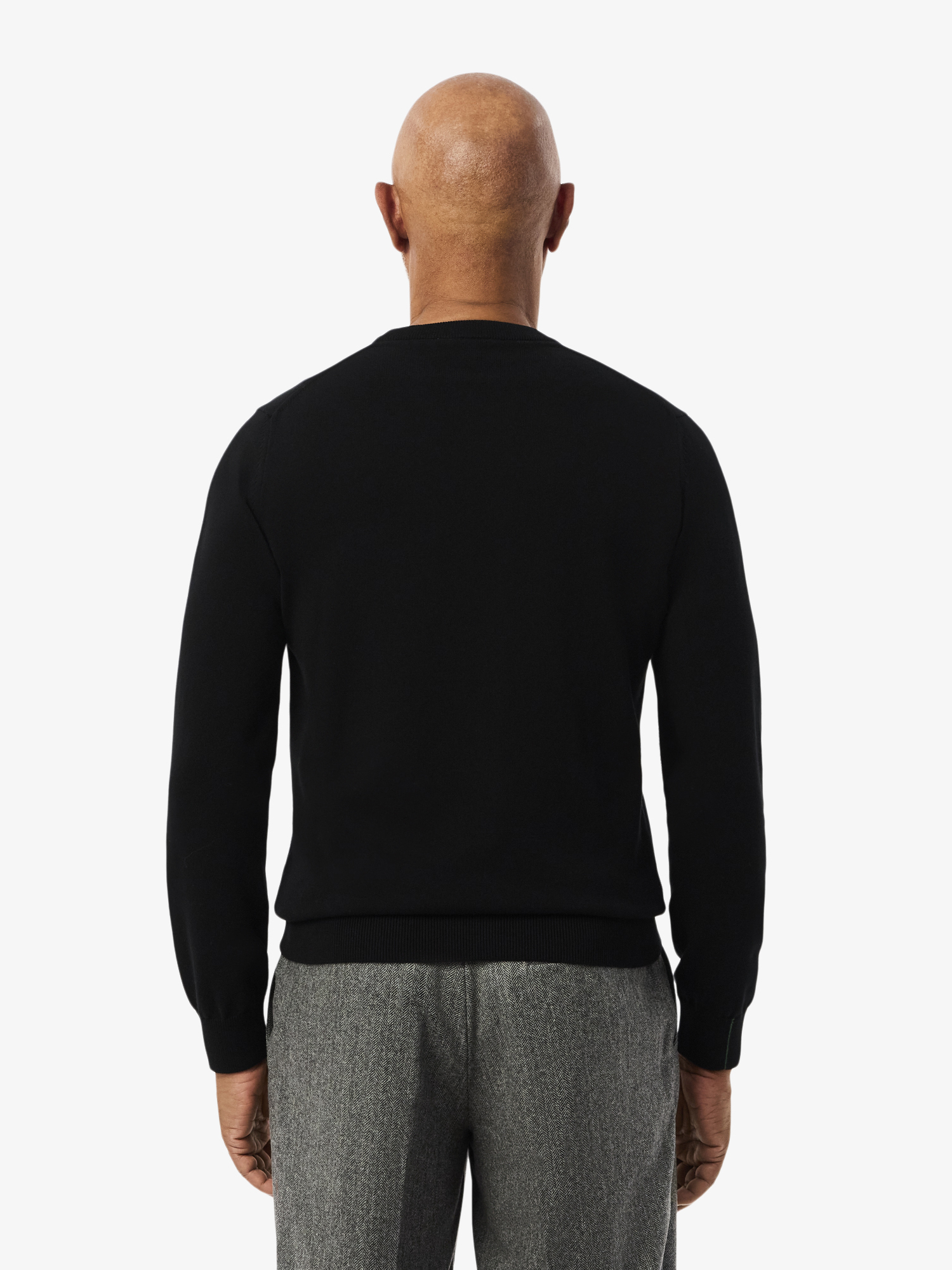 Monochrome Crew Neck Cotton Sweater Black | Lacoste Australia