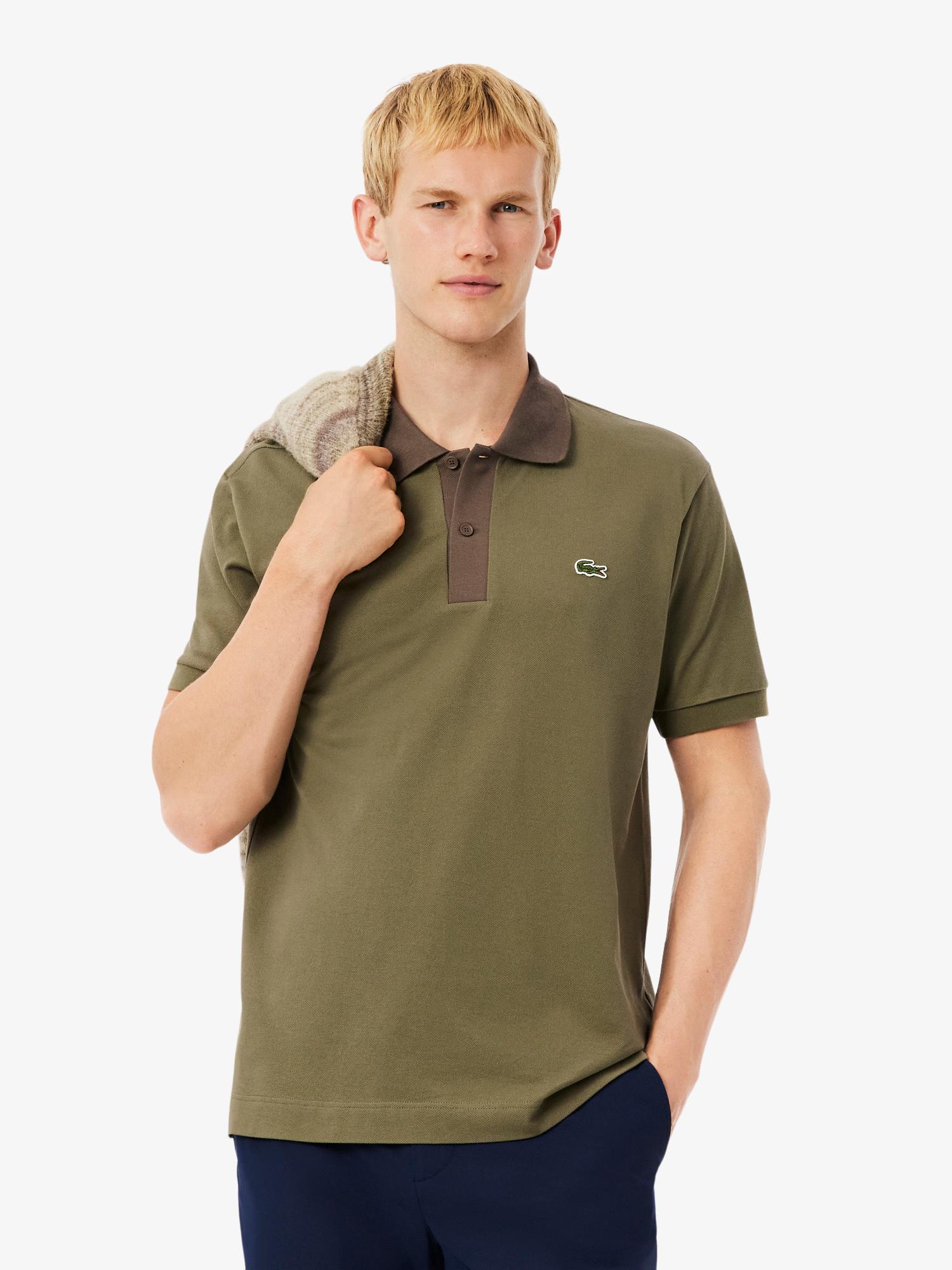 Lacoste Classic Fit Contrast Collar L.12.12 Polo Shirt Olive