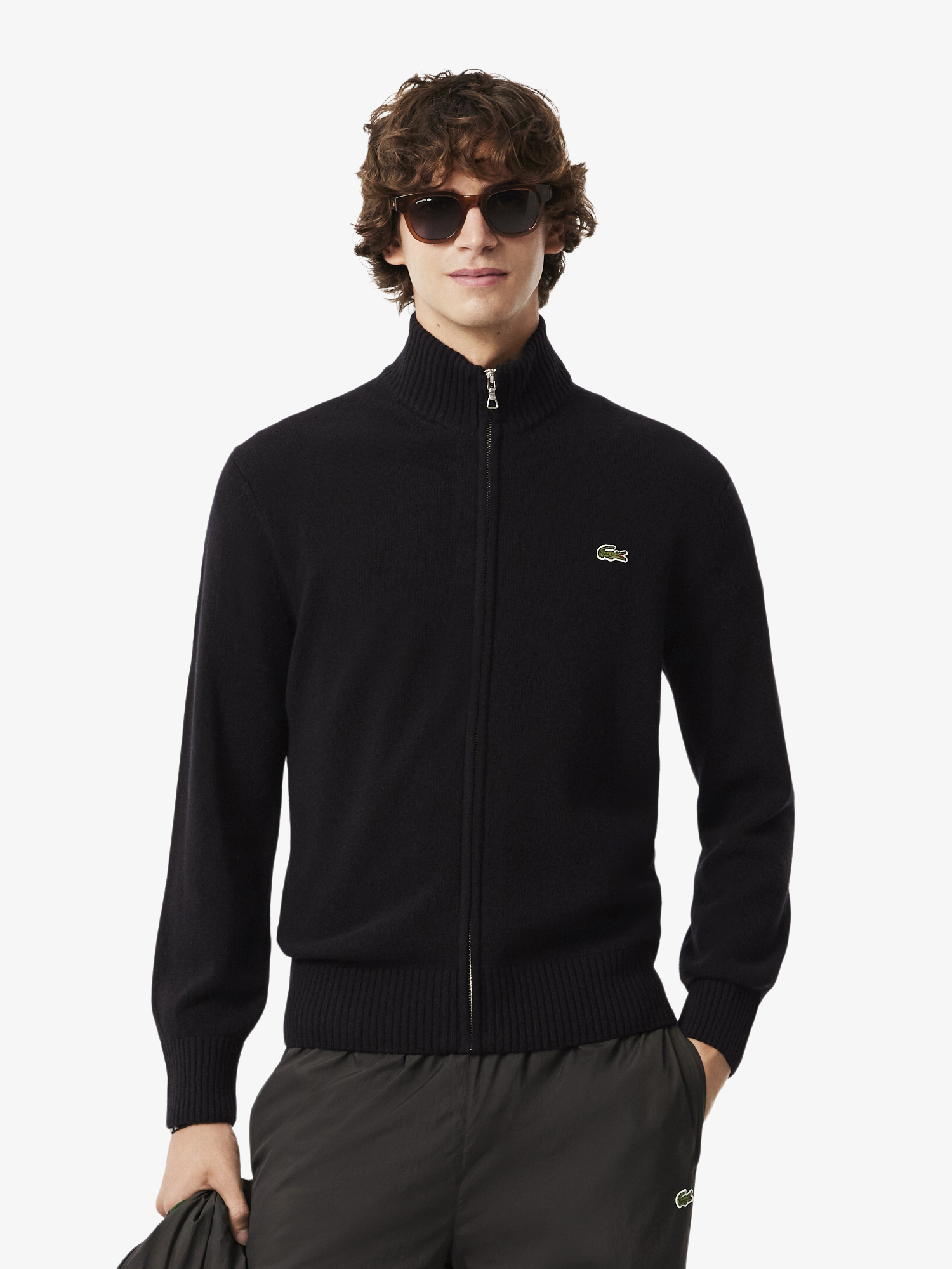 Wool Zipped Sweater Black | Lacoste Australia